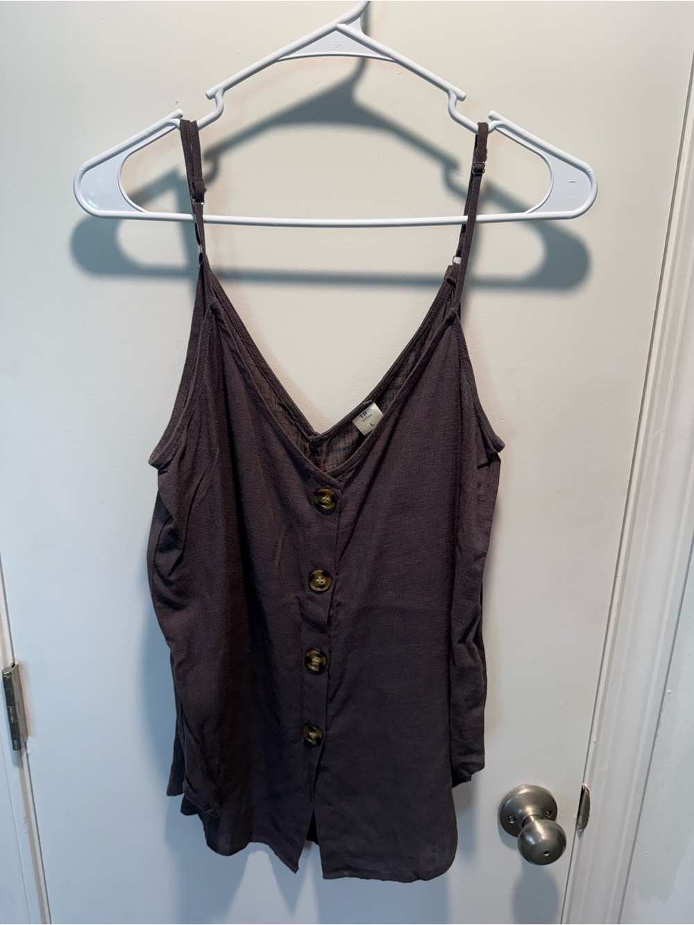 Sleeveless Button-Front Camisole in Dark Charcoal